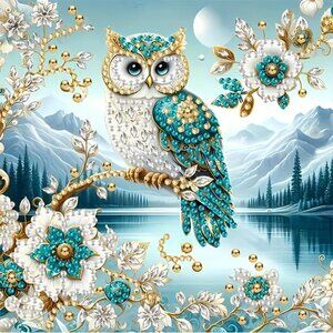 5D Diamond Painting Kit Owl Flower - NEW - 7.87 in L x 7.87 in W